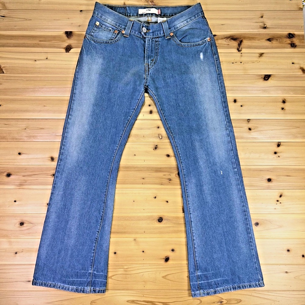 Levi's Jeans Womens 14 542 Low Distressed Bootcut Denim Blue Jeans